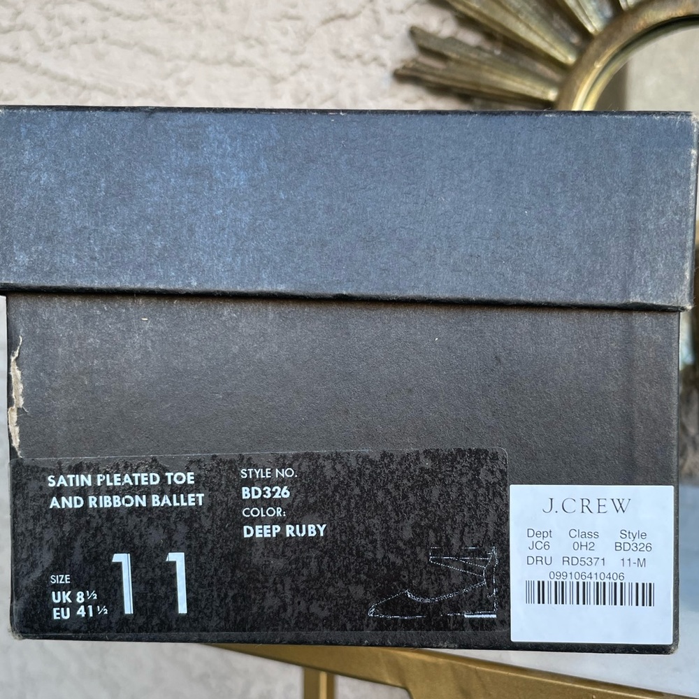 J. CREW Ruby Red Satin Lace Up Ballet Slippers Flats Pointe Shoe Style Flats - Picture 16 of 17